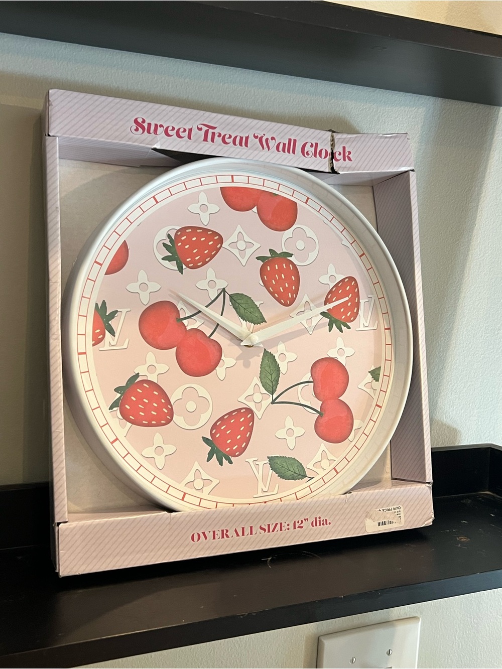Sweet Treat Pink Strawberry & Cherry Wall Clock by